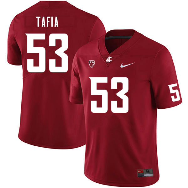 Men #53 Jernias Tafia Washington State Cougars College Football Jerseys Sale-Crimson